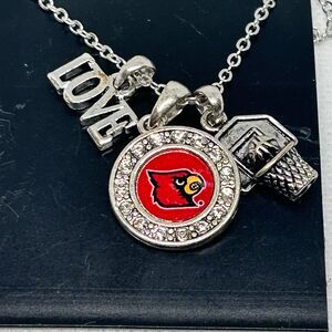 NCAA Louisville Cardinals Silver Tone Charm Necklace
